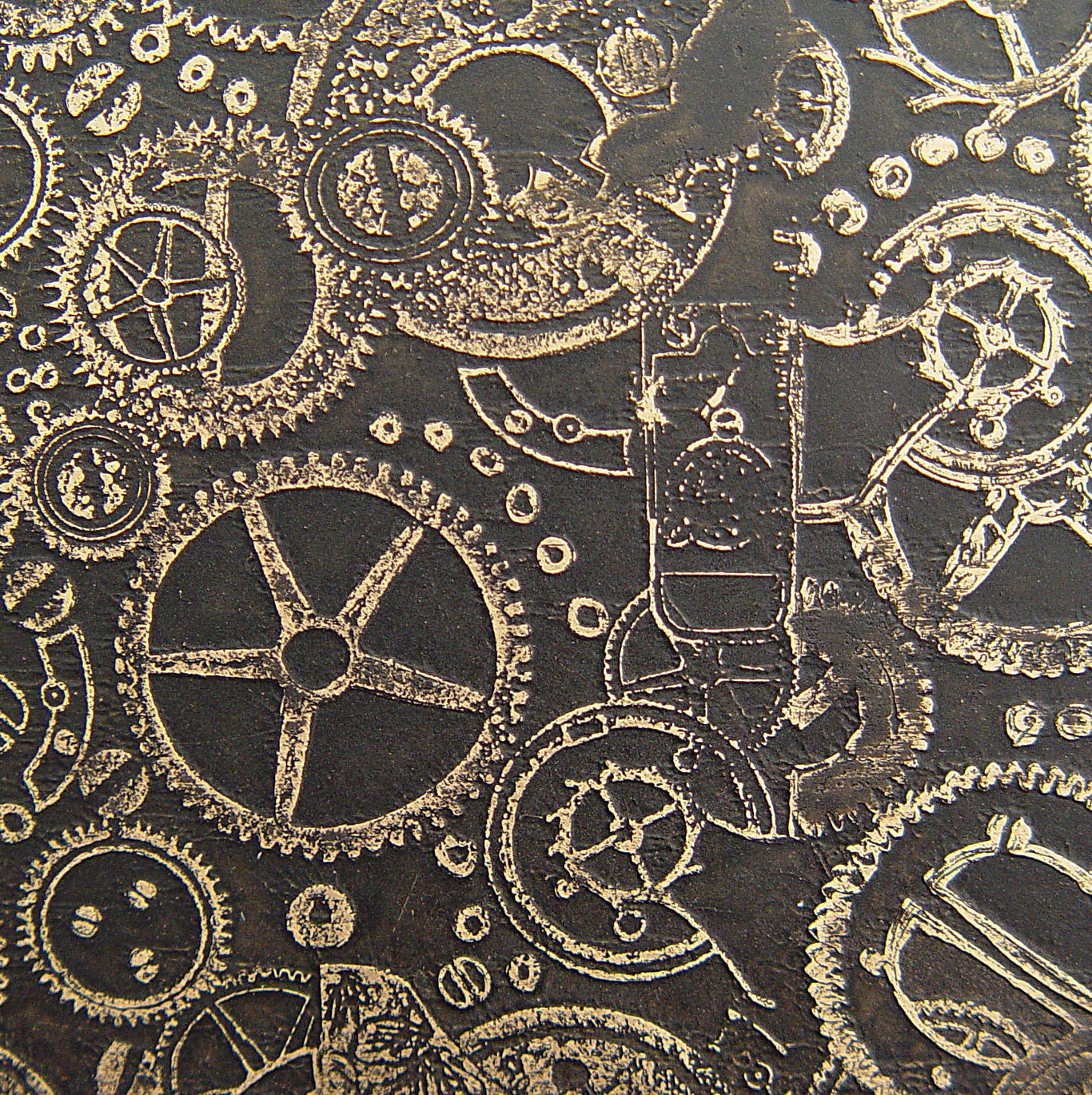 Etched Brass Sheet, Steampunk Black Matte Patina, 4x3 inches, 24g