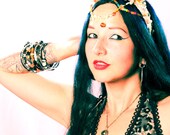 Tribal Bangle Stack Bracelets perfect for you Gypsy Free Spirit Types, Belly Dance, Summer festivals Bohemian patina beads earth tones