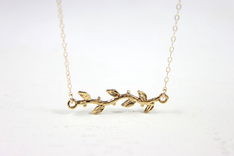 Willow Twig Branch Necklace - gold vermeil pendant 14 karat gold filled jewelry by peitor