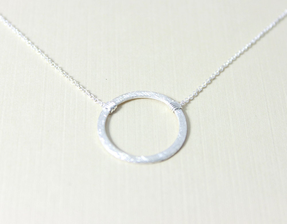 Eternity Circle Sterling Silver Necklace - minimalist eternity karma pendant everyday jewelry by petitor