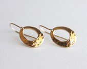 Minimalist Gold Circle Earrings - open oval O ring simple everyday earrings