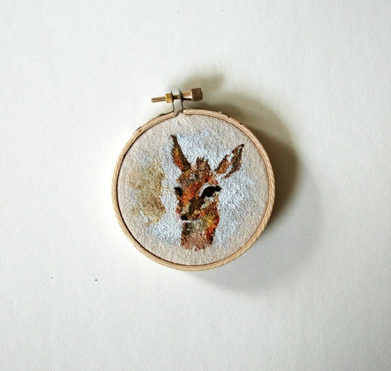 Dik-Dik Portrait Painting on Embroidery Hoop Art - ORIGINAL