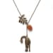 Antiqued Brass Leaf Giraffe Honey Jade  Necklace