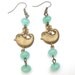 Antiqued Brass Bird Green Jade Earrings