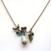 Antiqued Brass Branch Flower  Porcelain Owl Necklace