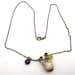 Antiqued Brass Leaf  Jade Porcelain Owl Necklace