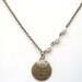 Antiqued Brass Tree Bird Pearl Necklace