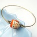 Brass Orange Porcelain Owl  Bracelet