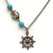 Antiqued Brass Helm Anchor  Turquoise Necklace