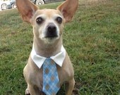 Custom Blue and Brown Argyle Dog Tie & Collar Set