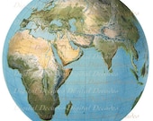 Digital Image - Vintage Retro Art Illustration World Globe Earth Atlas Map
