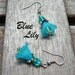 Frosted Blue Lily Flower Earrings
