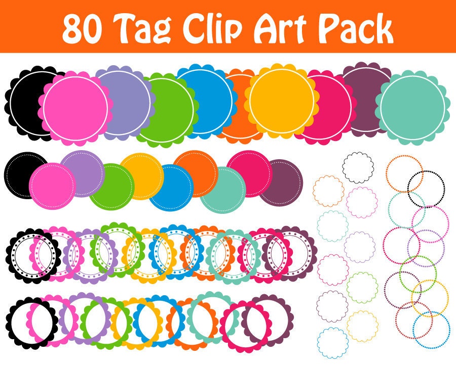BUY 2 GET 2 FREE - Circle Frames Clip Art Big Collection - 80 Digital Tag Frame Graphics - Labels and Tags