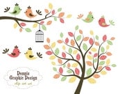 BUY 2 GET 2 FREE - Cute Bird Clip Art Trees and Branches - Personal and Commercial Use
