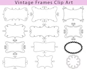 BUY 2 GET 2 FREE - Vintage Frame Clip Art - 12 Digital Classic Labels Frames and Tags - Calligraphy Decorative Elements