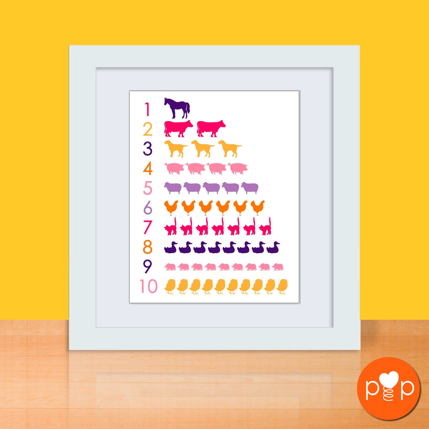 Counting Animals Art Print - CUSTOM - 11 x 14 Poster