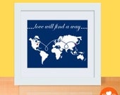 Long Distance Love Art Print - WORLD - 11 x 14 Poster