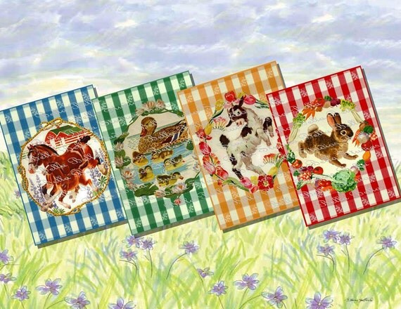 Vintage FARM ANIMALS Printable INSTANT Download Collage Sheet Atc Aceo Tags Scrapbook Paper Supplies Goat Rabbit Horse Duck Il_570xn