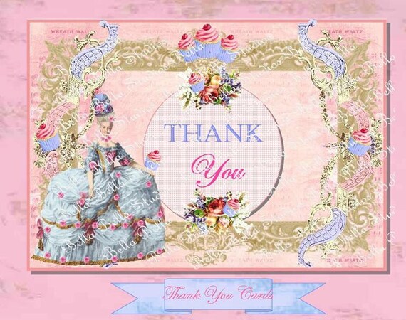 MARIE ANTOINETTE - Let Them Eat Cake - Instant Download PRINTABLE Thank You Card - Bella Bella Studios Il_570xn