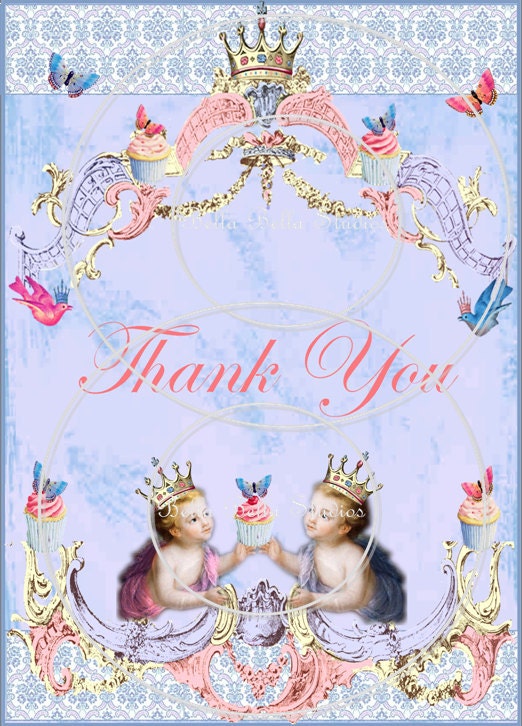 CUPIDS Printable Thank You Cards for Baby Baptism, Christening, Dedication, Baby Shower, Wedding, Bridal Shower, Anniversary Il_570xn