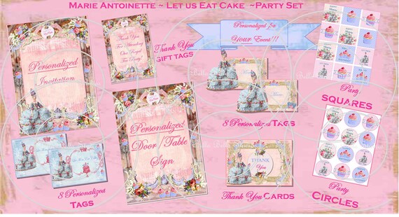 MARIE ANTOINETTE Let Us Eat Cake Custom PRINTABLE Party Package - Wedding - Birthday - Bridal - Bella Bella Studios Il_570xn