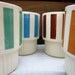Vintage Striped Colored Coffee Cup Mugs Set of 4 - Retro Style