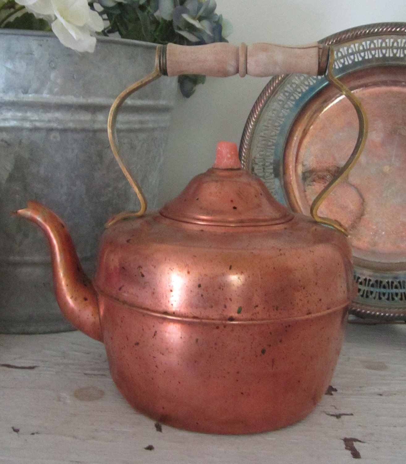 Copper Tea Pot - French Country Farmhouse