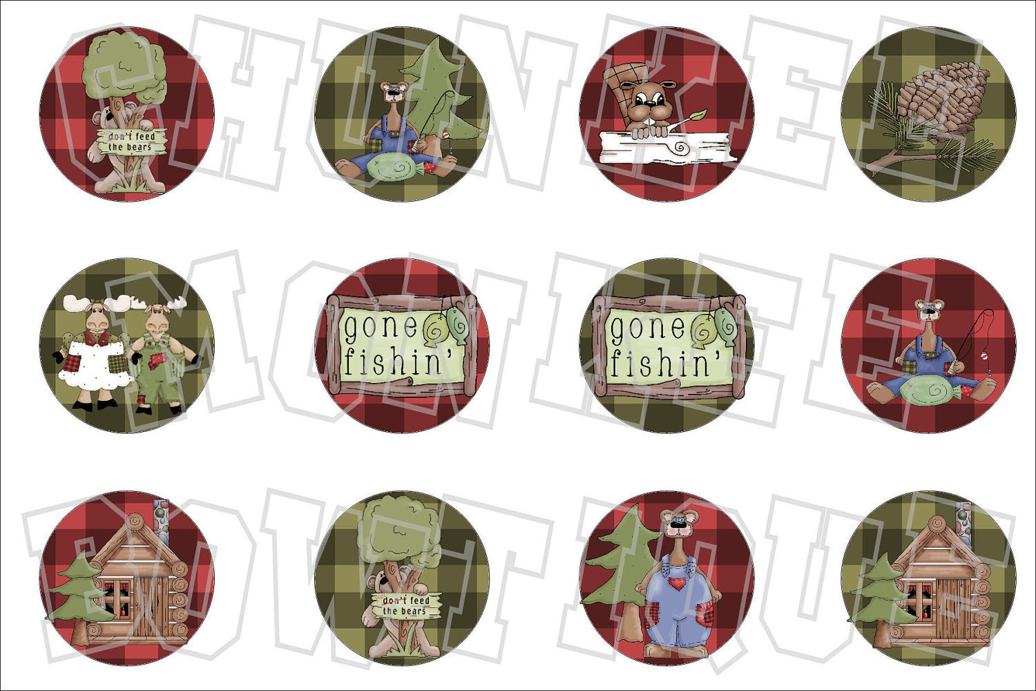 Woodsy Lodge great outdoors theme bottlecap image sheet