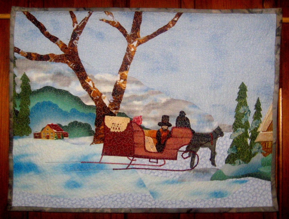Winter Sleigh Ride Wall Hanging Quilt