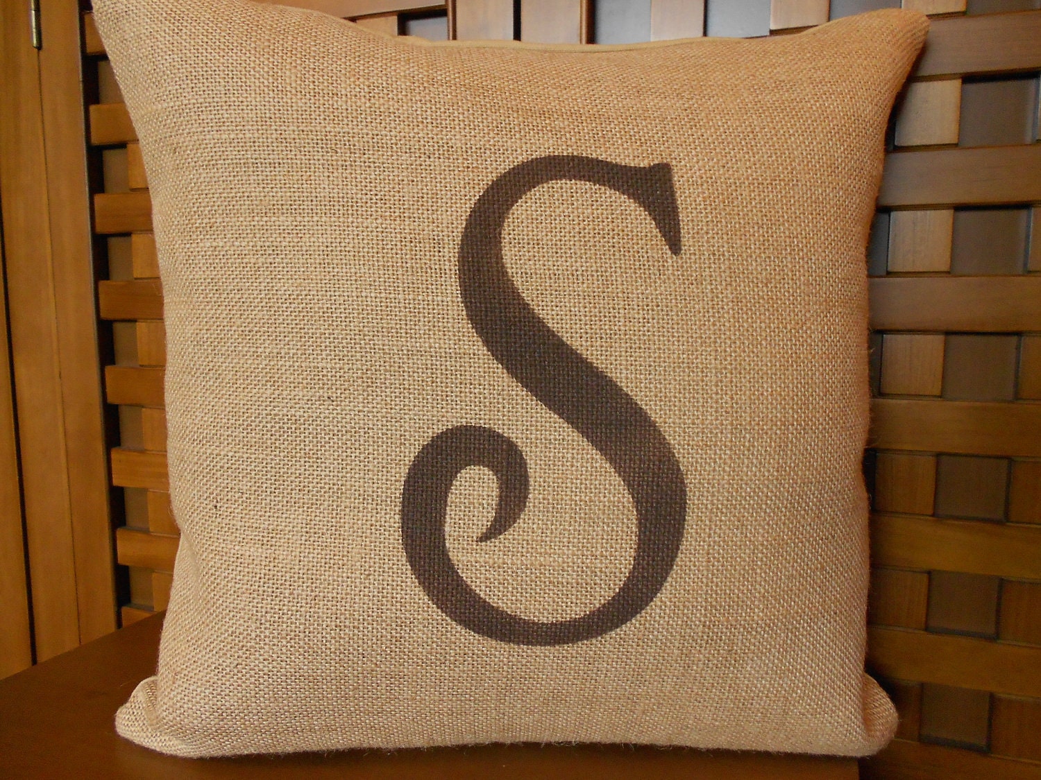 Monogram burlap pillow cover - initial - personalized - 16" - Pillow Cover Sold Separately