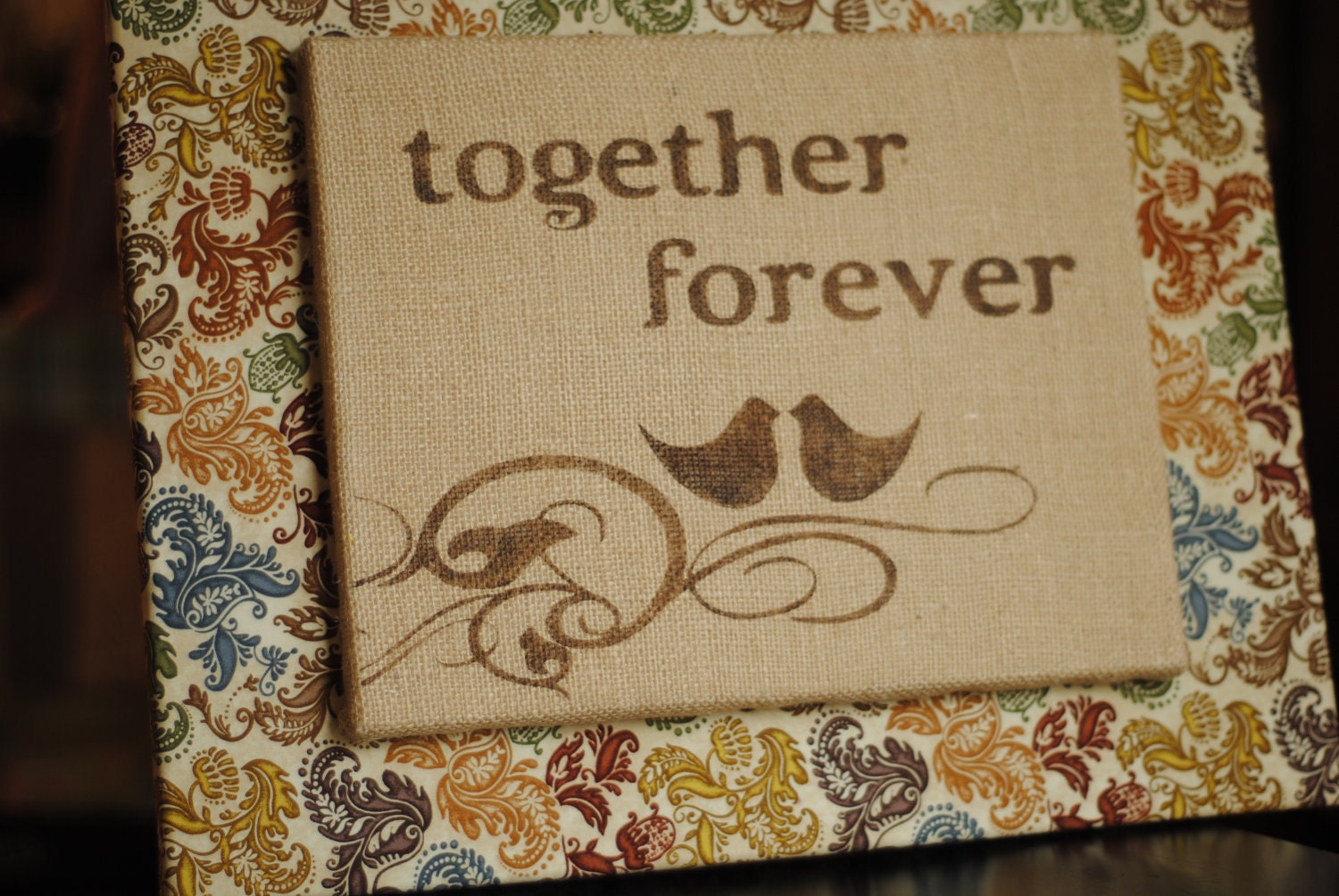 16x20 Fabric covered canvas wall art handpainted by LaRaeBoutique