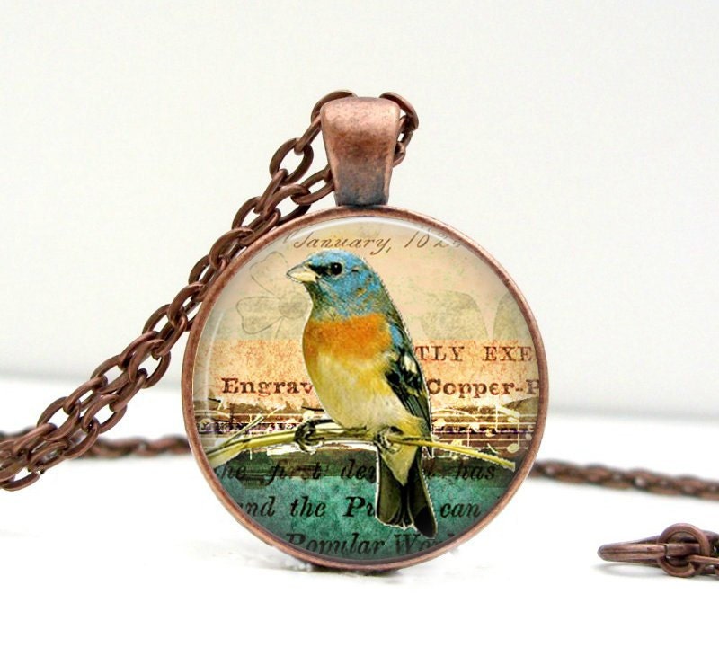 Eastern Bluebird Necklace Glass Dome Pendant Picture Pendant Photo Pendant Handcrafted Jewelry by Lizabettas