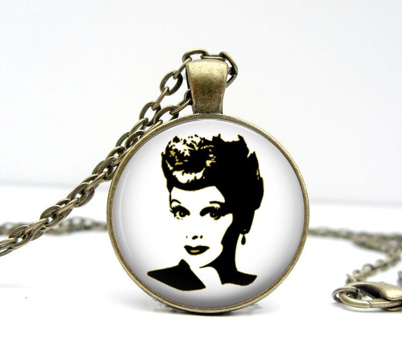 Lucille Ball Necklace Glass Art Pendant Picture Pendant Photo Pendant Hancrafted Jewelry by Lizabettas