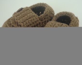 Baby Boy Button Loafers - Brown & Dark Brown Booties