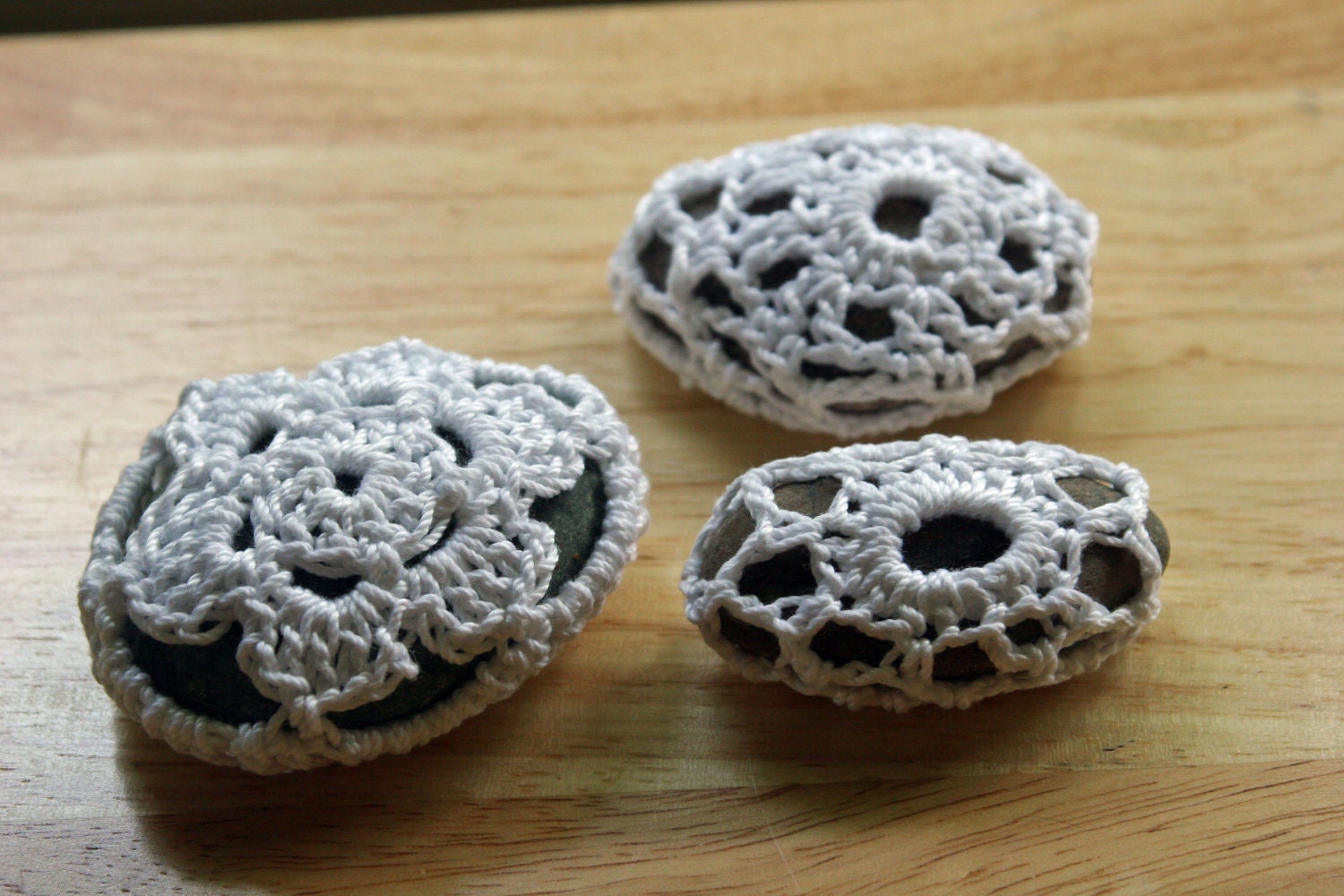 Crochet covered river stones - READY TO SHIP
