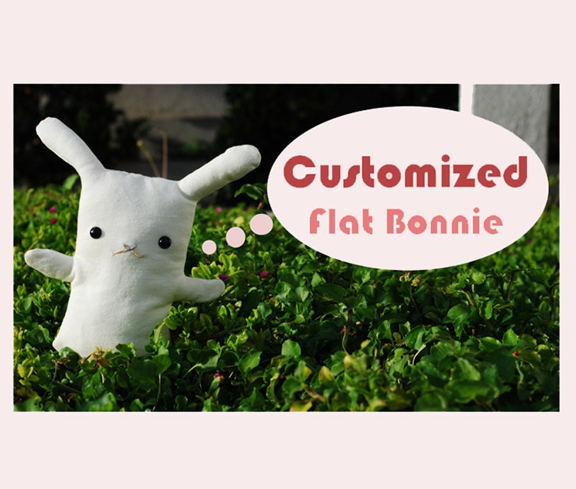 Customized Flat Bonnie  Bunny Plush / Classic - 9"  to 12" tall