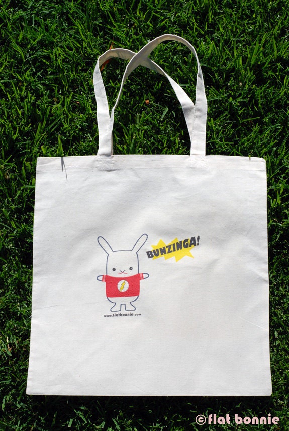 Flat Bonnie Bunzinga Bazinga Tote Bag - Color: Natural
