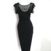 Vintage 80s do 1940s Pin Up Pencil wiggle HOURGLASS BODY Contouring Bandage Ruffle flutter sleeve dress 8 10 black