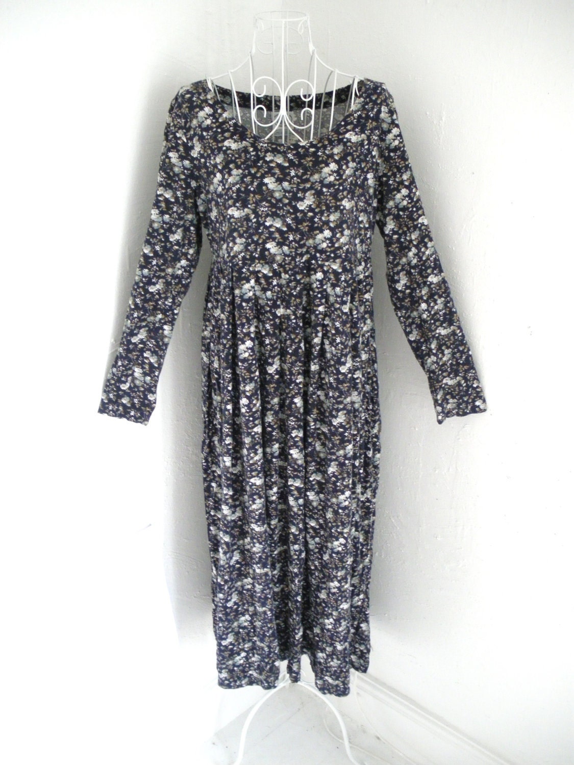 ROMANTIC Vintage 80s Cotton Indie girl Laura Ashley Floral Princess Tea dress L large