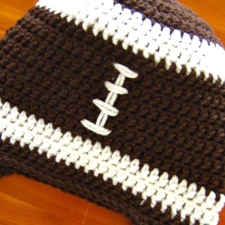 Daddy's Little Football Fan Crochet Hat Pattern PDF - Quick & Easy, complete instructions for beanie, earflap, braids, ties