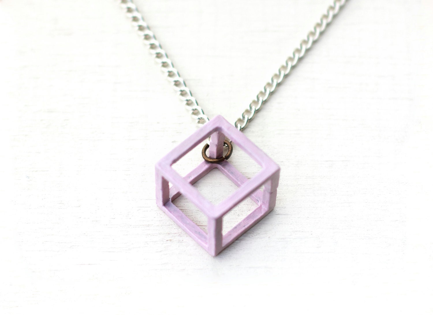 Geometric Square Necklace (Pink)