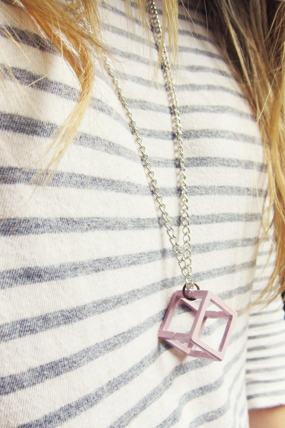 Geometric Square Necklace (Pink)