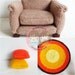 AMIGURUMI PATTERN : Armchair with 2 cushion , rug and knitting basket