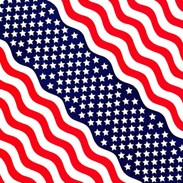 ONE Cotton Bandana. Red White and Blue. American FLAG. Diagonal Fold.