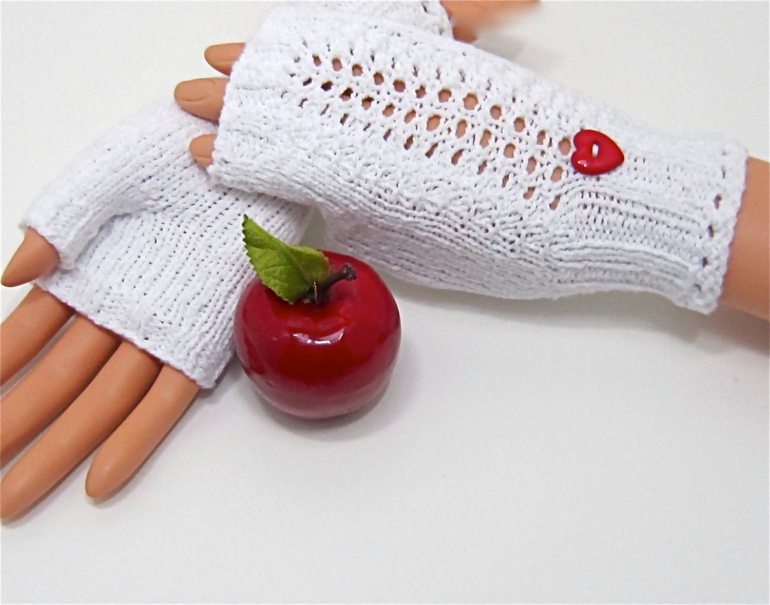 Fingerless Gloves Pure White Lacy bridal bridesmaid prom stretch cotton MADE TO ORDER