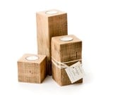 Set of three natural wood tealight holders - PhilRao