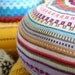 SET of 2 Upcycled Eco knit fairisle, cable jamjar/bottle cozy, winter brights turquoise cerise mustard jade teal red