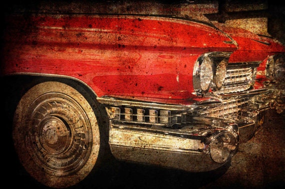 Vintage Cadillac, Big Red - Classic Car Photography 8x10" Fine Art Photography Matte Print, Gift for Him, Gift Ideas for Guys