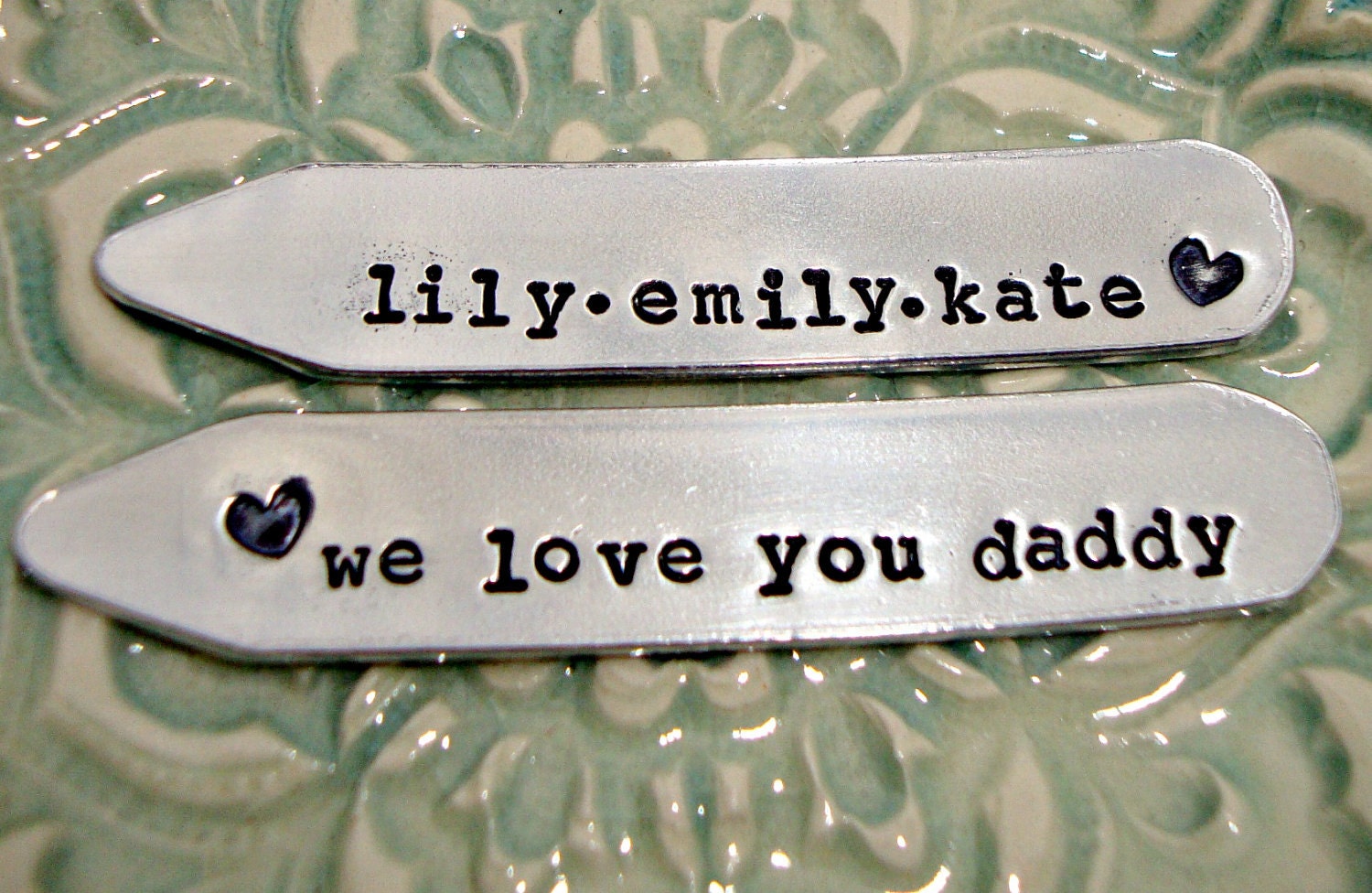 Personalized Father's Day Gift Collar Stays Hand Stamped Initials Monogram Saying Custom Mens Gift Set of 2