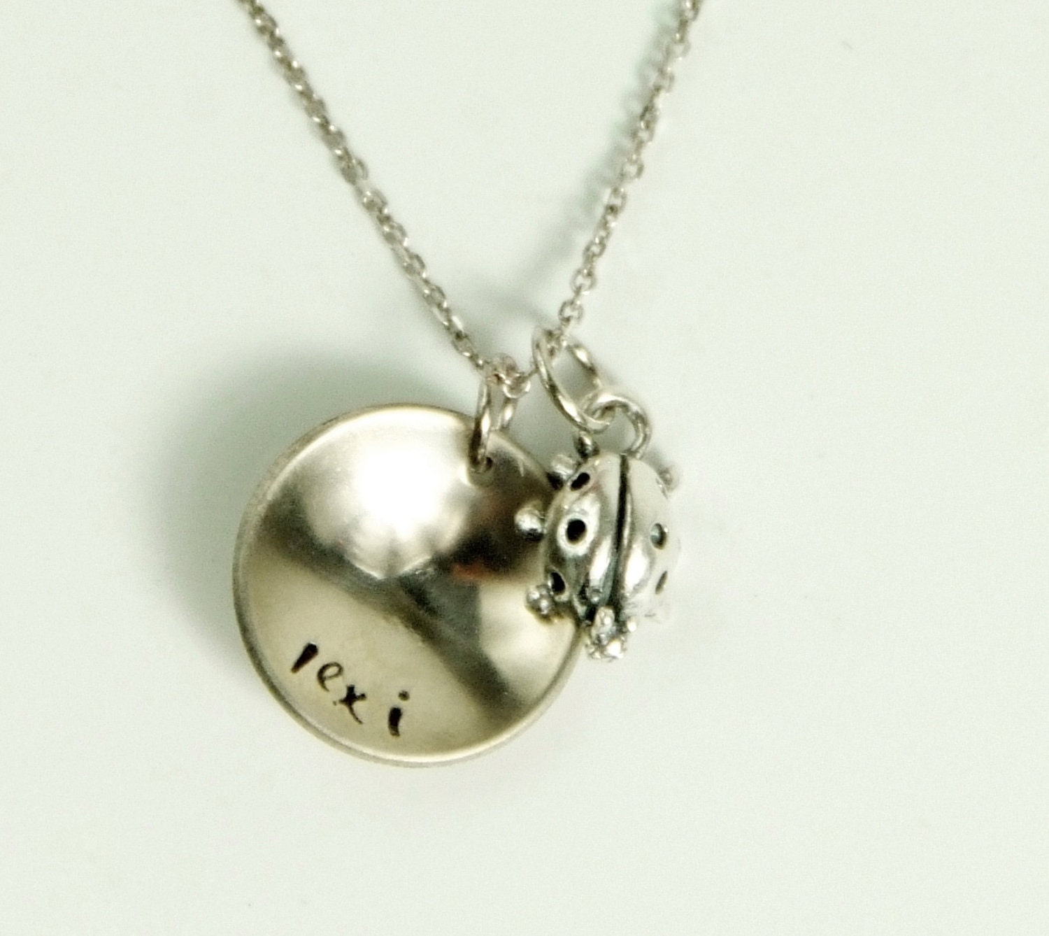 Mothers Day Gift - Personalized Necklace - Ladybug Necklace - Hand Stamped Sterling Silver Necklace
